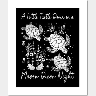 A Little Turtle Dovin on a Mason Dixon Night Turtle Flower Posters and Art